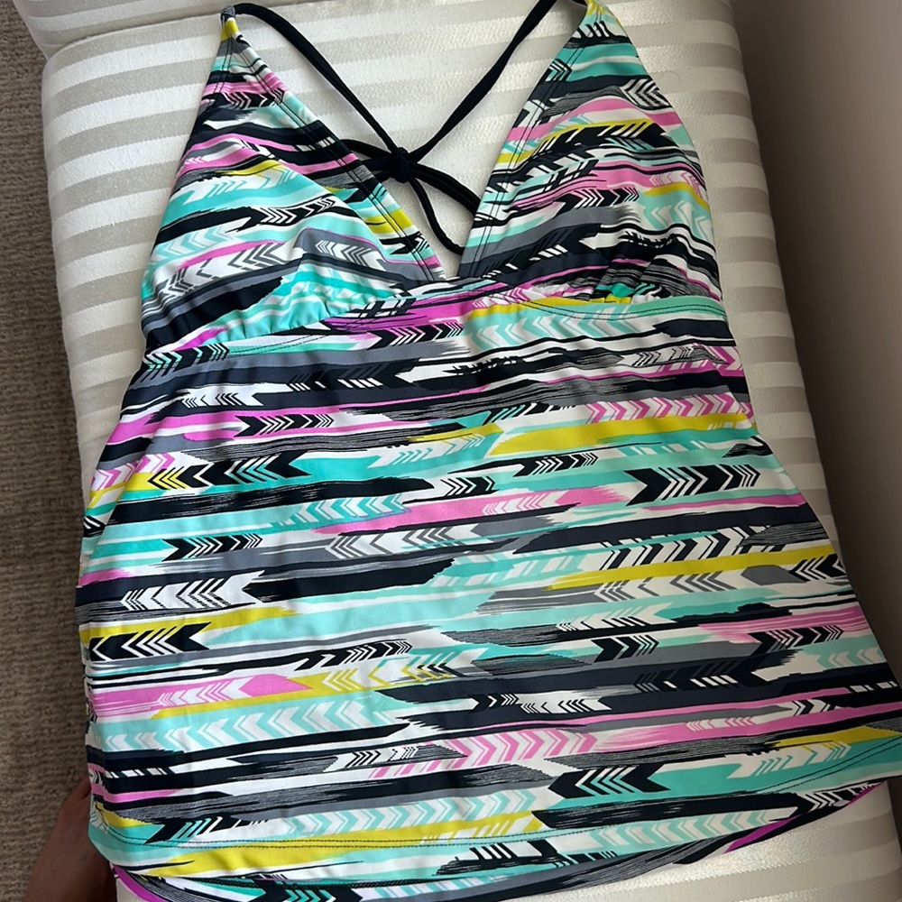 Multi colored halter top Tankini- size large